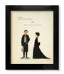 A Max Dalton custom-framed fine art giclee print includes a hand-numbered script excerpt: INT. HALL Rhett is at the door, opens it. RHETT Frankly, my dear, I dont give a damn, alongside illustrations of a man in a black suit and top hat with a woman in a long black dress.
