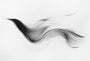 Wraith #3, a black and white piece by Megan Wolfe, displayed at Spoke Art Gallery, features fluid wave-like forms with smooth curves, creating a dynamic yet serene visual impact on its white background.