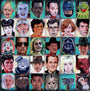 Serge Gay Jr. presents a 25-piece collection of vivid portraits featuring iconic fictional characters from movies, TV shows, and pop culture, each painted with distinct expressions and styles that echo the vibrant 80s Out era.