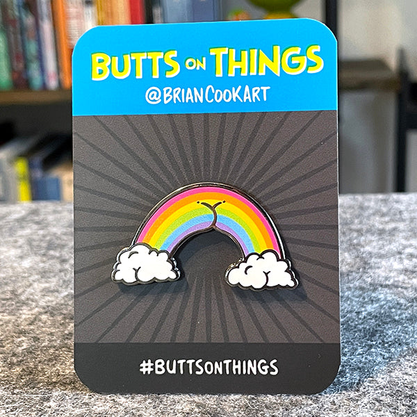 Brian Cook - "Rainbow Butt" Enamel Pin - Spoke Art