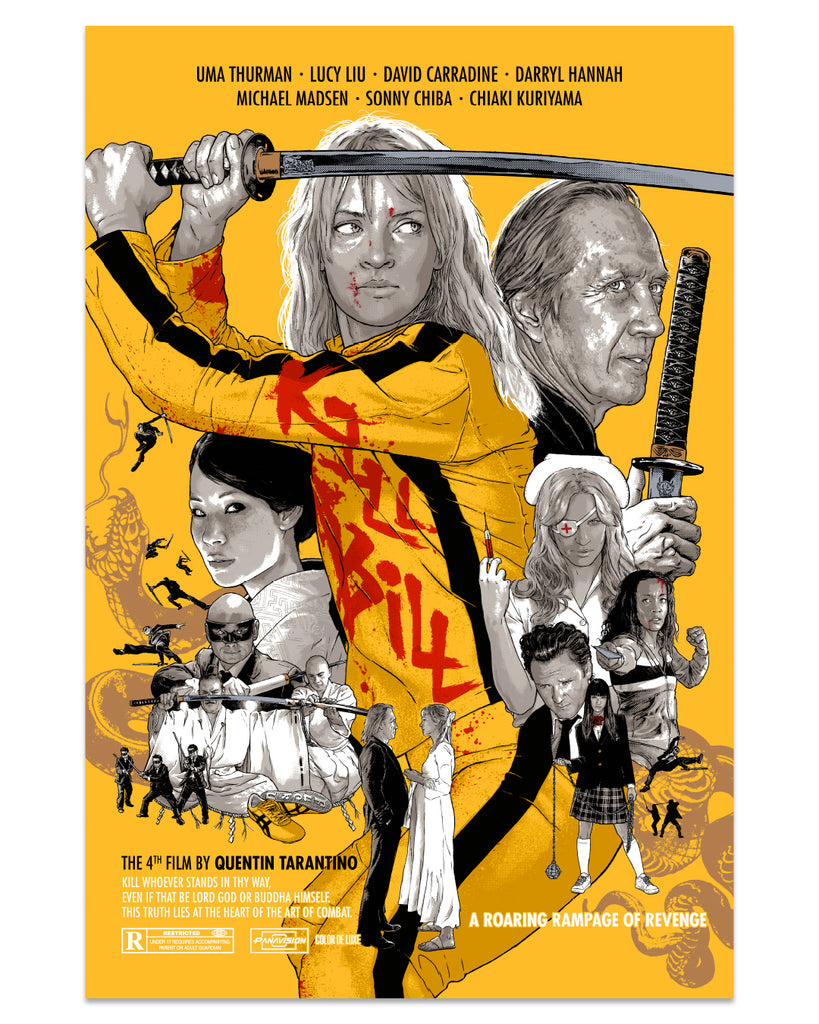 Joshua Budich A Roaring Rampage of Revenge Kill Bill inspired screen print