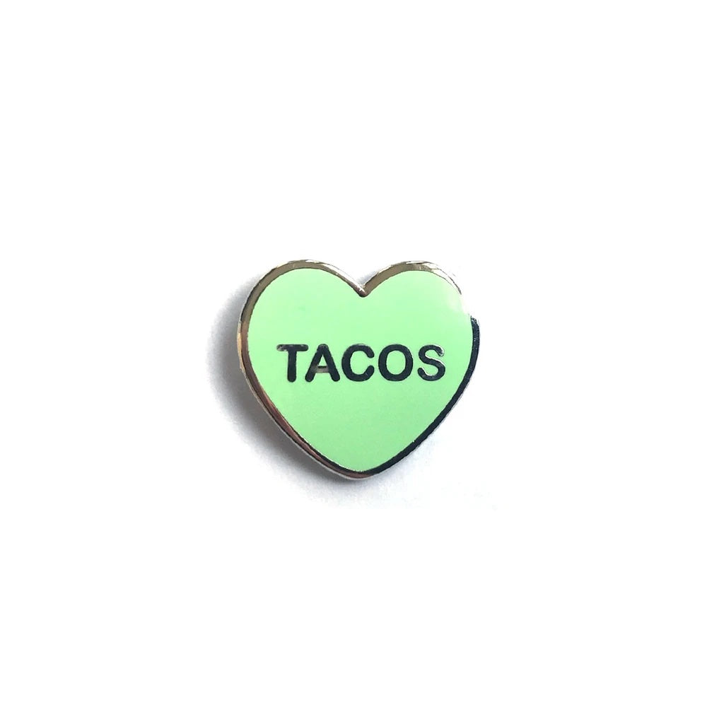 Tacos Candy Heart Enamel Pin - Spoke Art