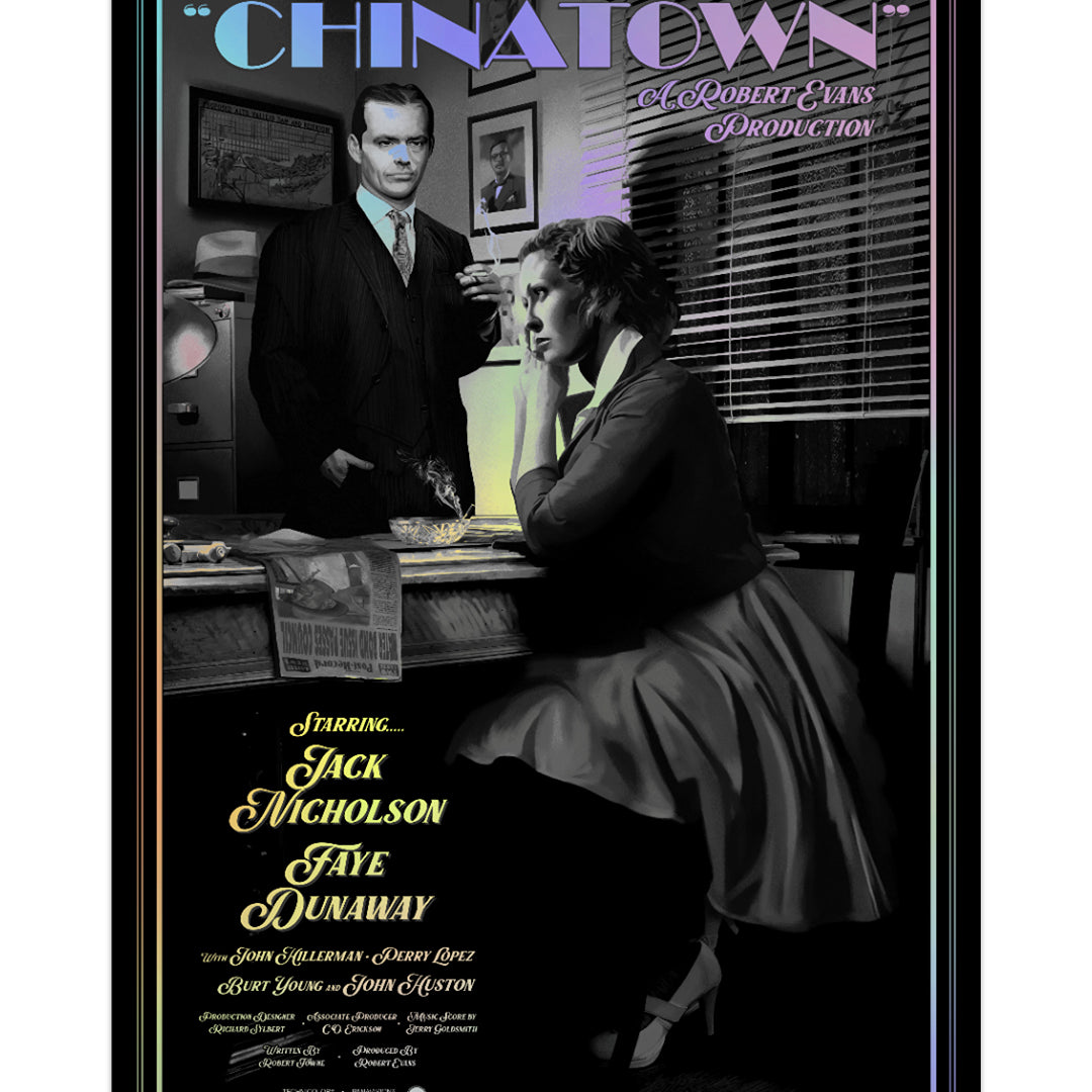 Dakota Randall Chinatown rainbow foil edition screen print for Spoke Art Gallery