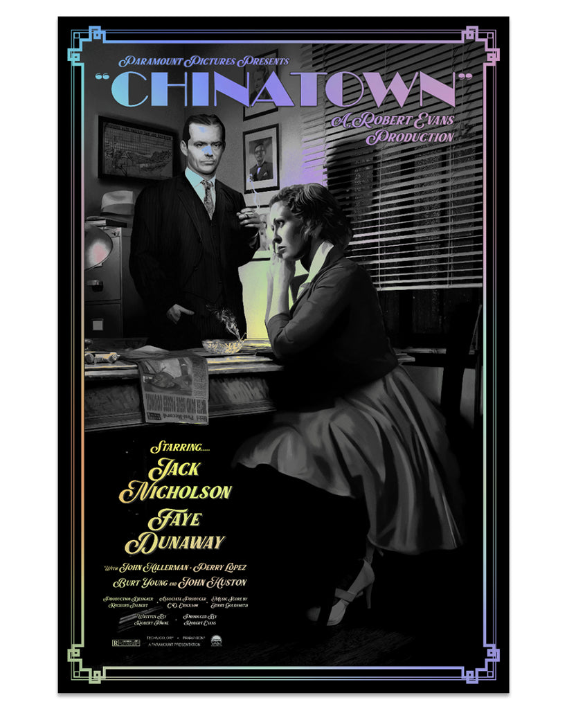 Dakota Randall Chinatown rainbow foil edition screen print for Spoke Art Gallery