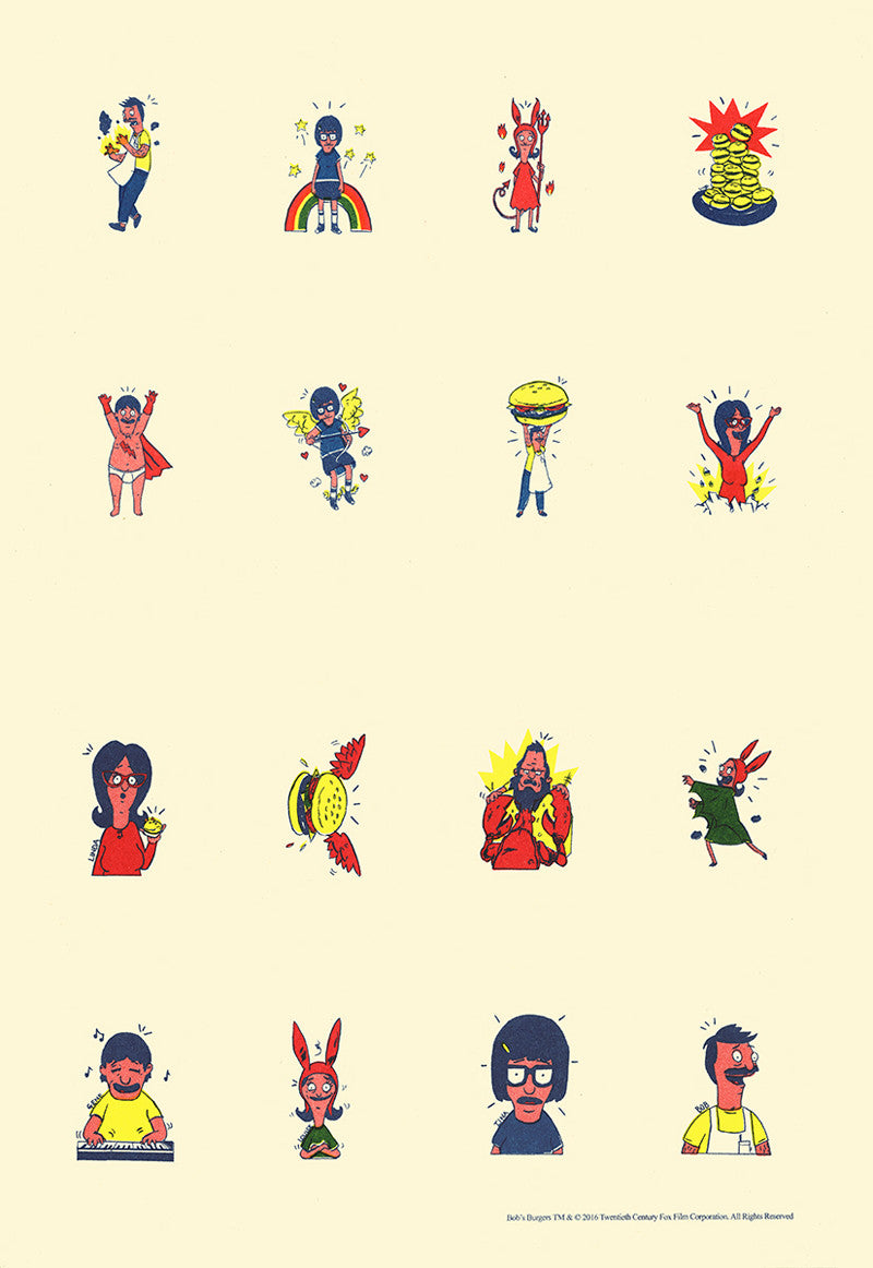 Chris Walker - "Bob's Burgers Tattoo Artwork Colour Proof Sheet" - Spoke Art