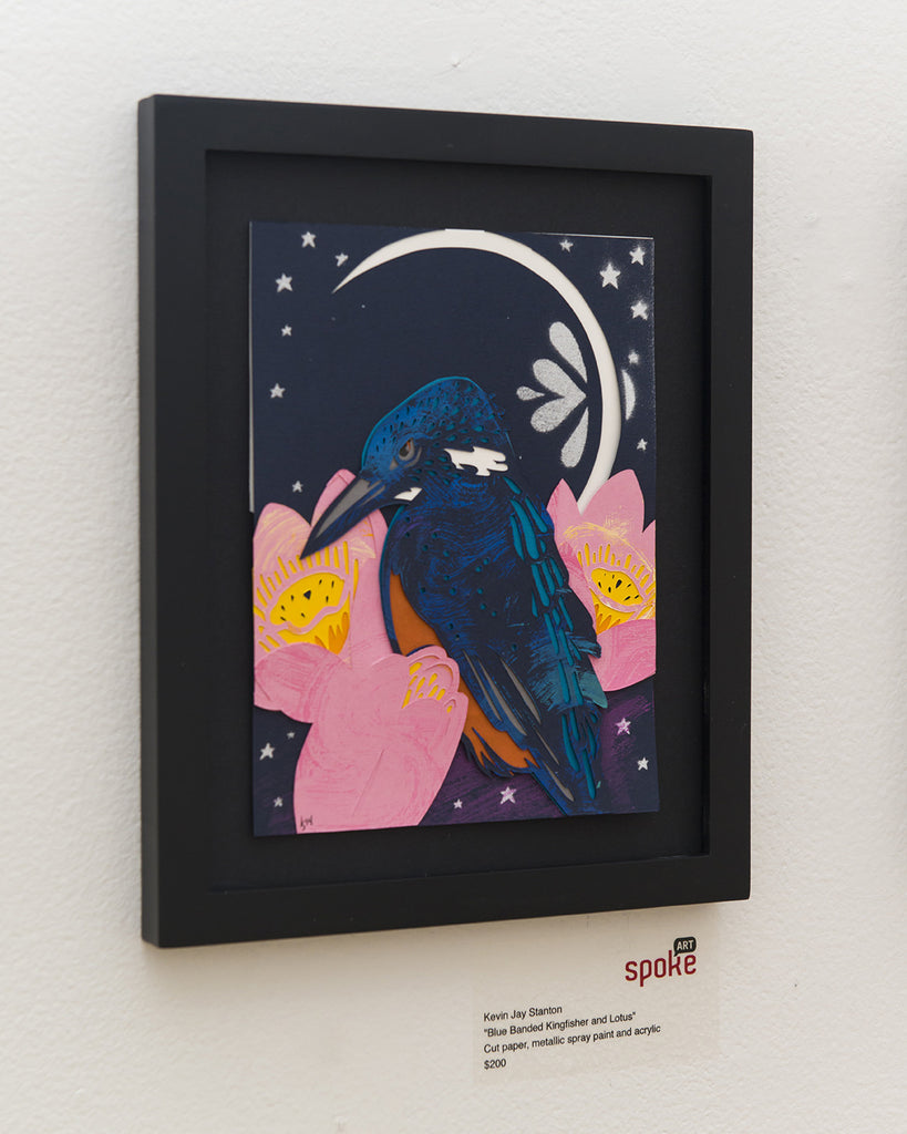 Kevin Stanton - "Blue Banded Kingfisher and Lotus" - Spoke Art