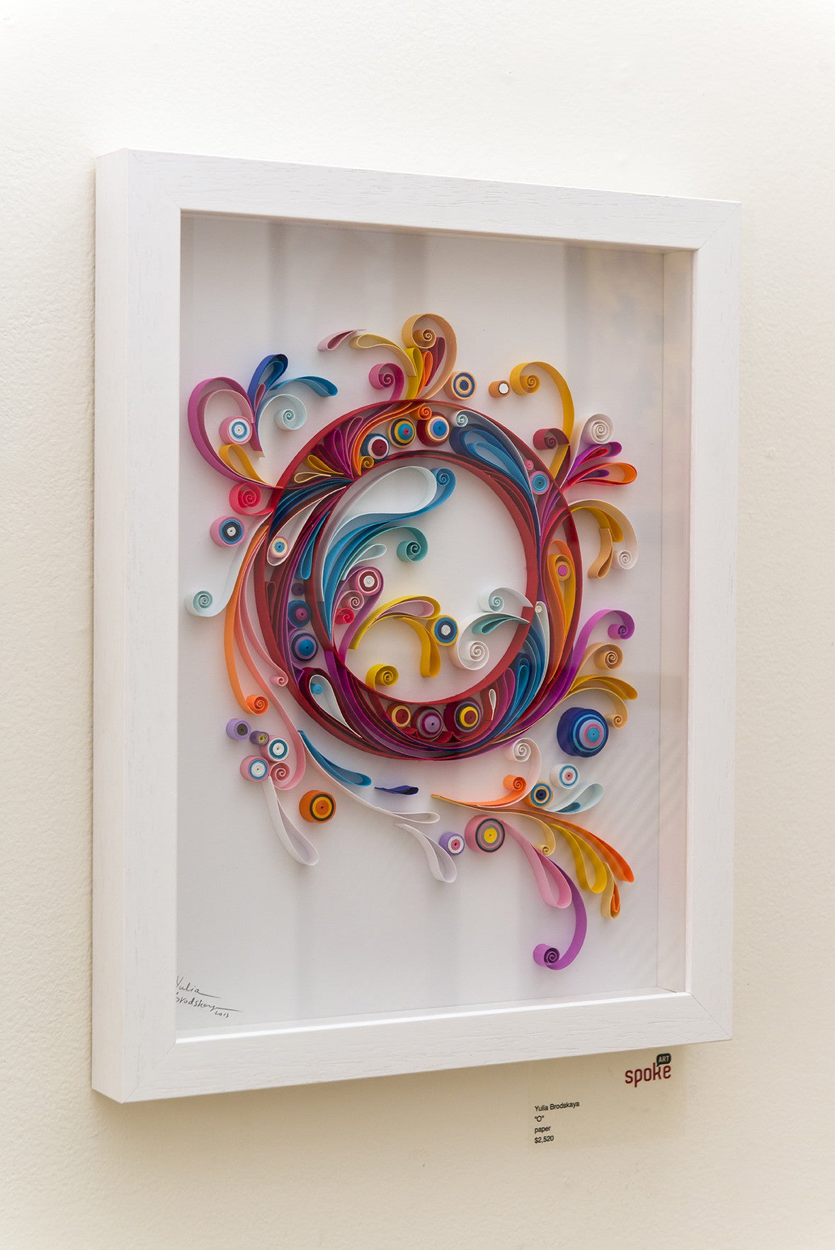 Discover this stunning framed artwork by Yulia Brodskaya, featuring vibrant colored paper quilling with expertly curled and layered designs. The dynamic swirls in shades of orange, blue, pink, and purple make it a perfect addition to your collection—consider purchasing today.