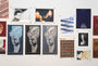 A wall display highlights Max Daltons art prints and posters, including three prints of a man with swirling hair, a Blue Velvet poster, and a grid of small images. The fine art giclee collection features vintage and abstract styles.