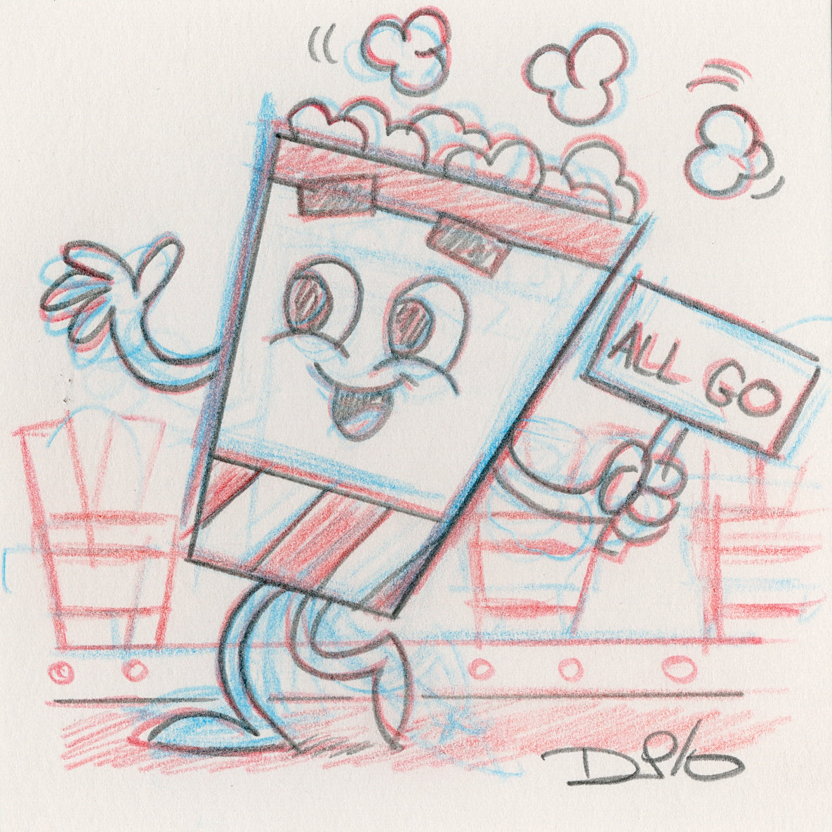 Dave Perillo - "Popcorn Original Sketch & Print" - Spoke Art