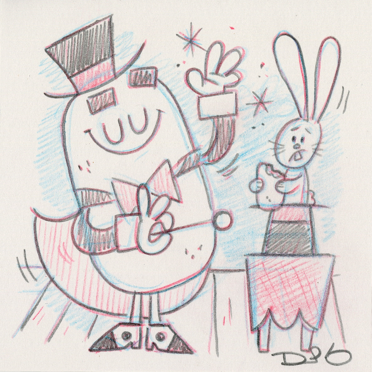 Dave Perillo - "Fruit Pie The Magician Original Sketch & Print" - Spoke Art