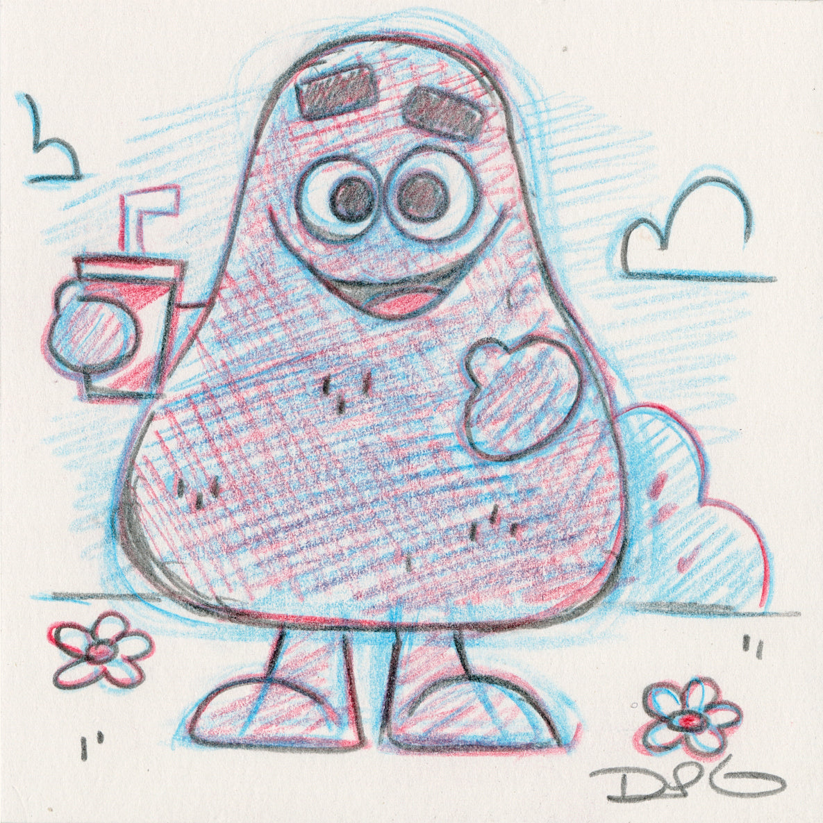 Dave Perillo - "Grimace Original Sketch & Print" - Spoke Art