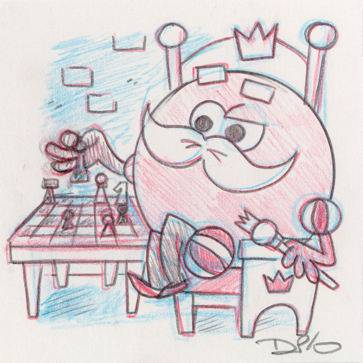 Dave Perillo - "King Ding Dong Original Sketch & Print" - Spoke Art