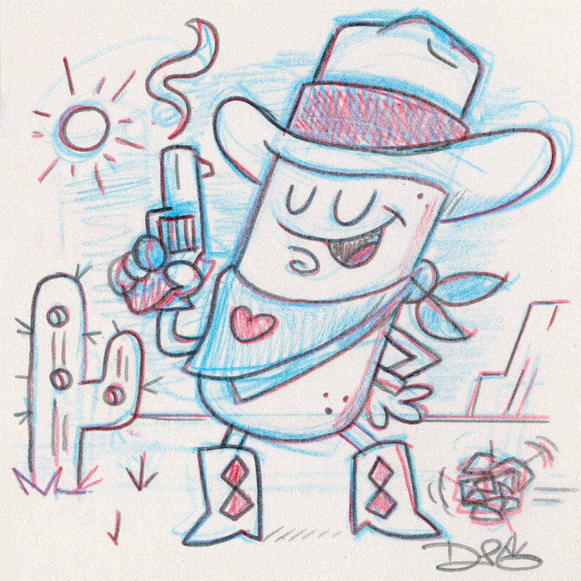 Dave Perillo - "Twinkie The Kid Original Sketch & Print" - Spoke Art