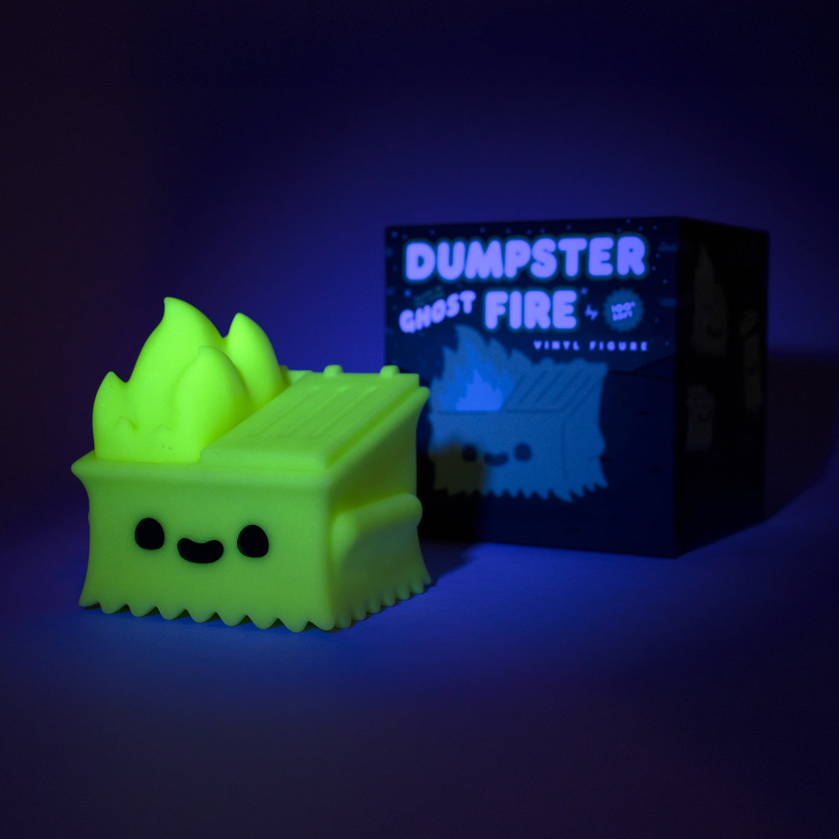 100% Soft - "Dumpster Fire - Glow-in-the-Dark Ghost" Vinyl Figure - Spoke Art