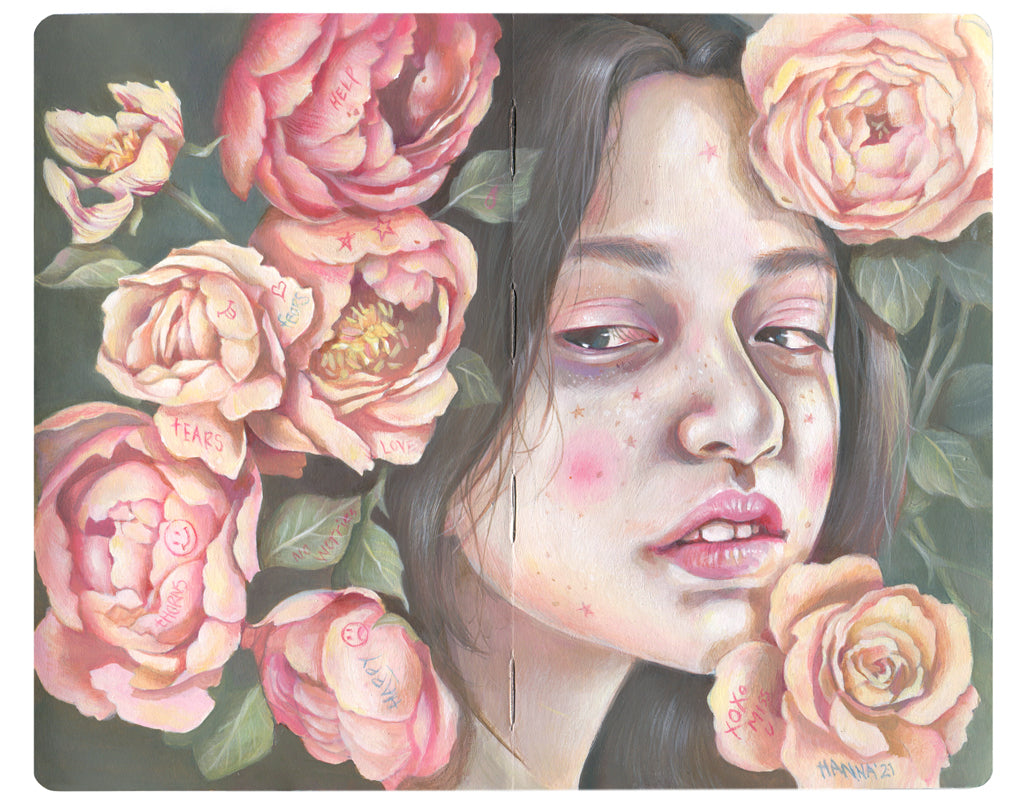 Hanna Jaeun In My Thoughts acrylic on Moleskine