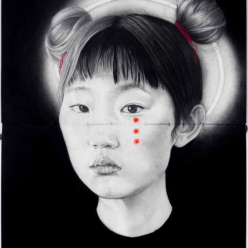Lantomo Holy Neon graphite charcoal waterolor on Moleskine sketchbook