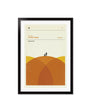 This minimalist digital print by Concepcion Studios is a signed open edition Star Wars: A New Hope poster in a black frame, showcasing silhouettes of two characters on orange dunes with retro-style text, perfect for collectors and fans.