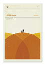 This signed open edition Star Wars: A New Hope minimalist poster by Concepcion Studios features silhouetted characters on a hill against a beige sky. The digital print includes episode IV and George Lucas text, with overlapping orange and yellow semicircles.