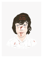 This Limited Edition art print showcases an illustration of a person with wavy brown hair, light blue eyes, and a blood-smeared face looking forward. The phrase im not so bad brother is inscribed on their forehead against a white background, celebrating Ivonna Buenrostros artistry.