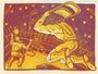 A vibrant wrestling match illustration by James Flames shows a masked wrestler ready to strike with a chair, while the opponent reaches for a hat under bright lights. Part of a signed and numbered edition.