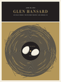 Jason Munns screen print for Glen Hansards June 20, 2012, concert at The Wiltern Theatre in Los Angeles features an abstract design with intersecting lines forming a nest with two eggs. It includes text of supporting act Kelly Hogan and bears the artists signature.