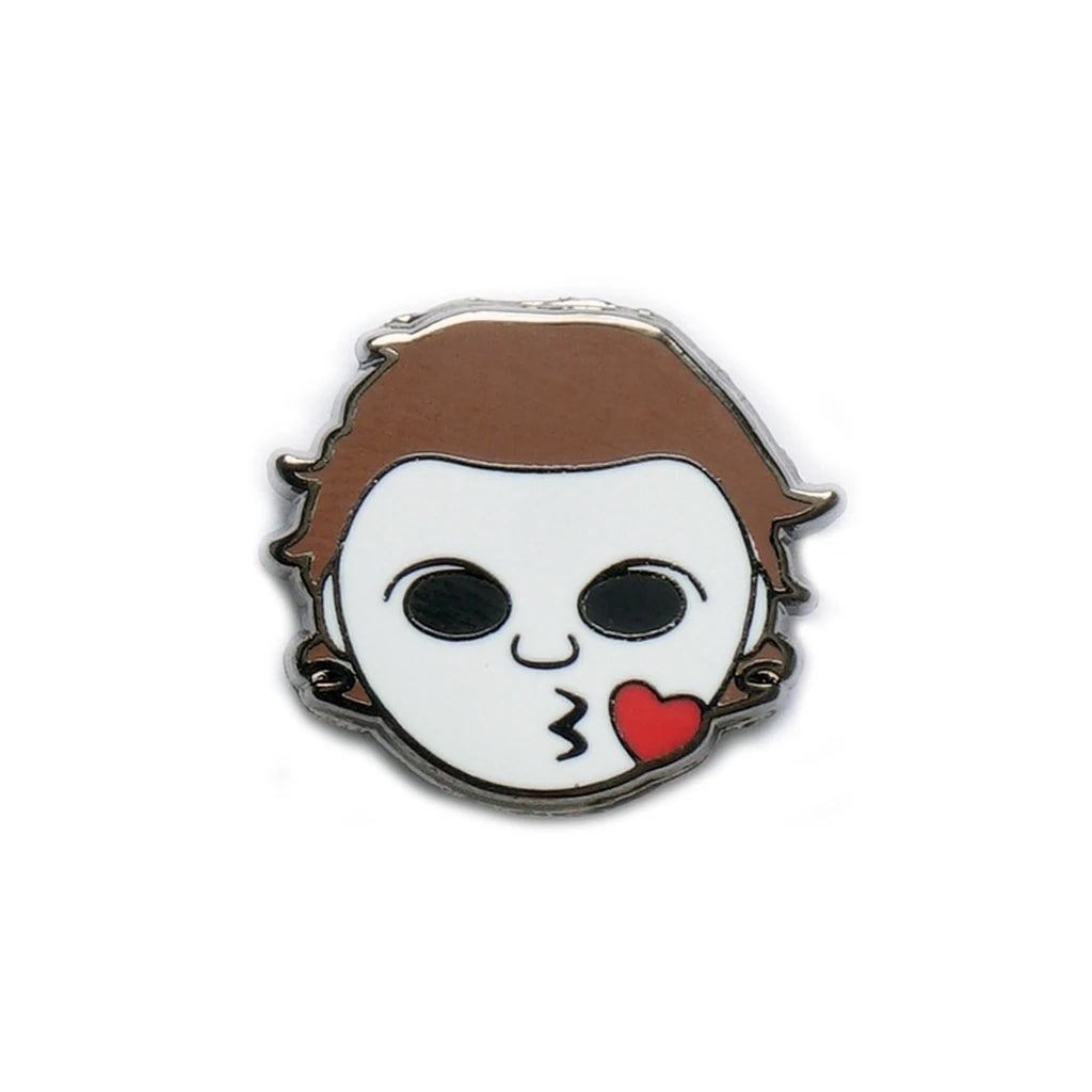 Michael Meyers emoji label pin with heart