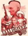 Joshua Budichs limited edition screen print features an illustrated collage with a mohawked man, revolver, and images of women, featuring the words Taxi Driver and Here is a man who stood up on the taxi. A tribute to Martin Scorseses iconic film in striking red and beige.