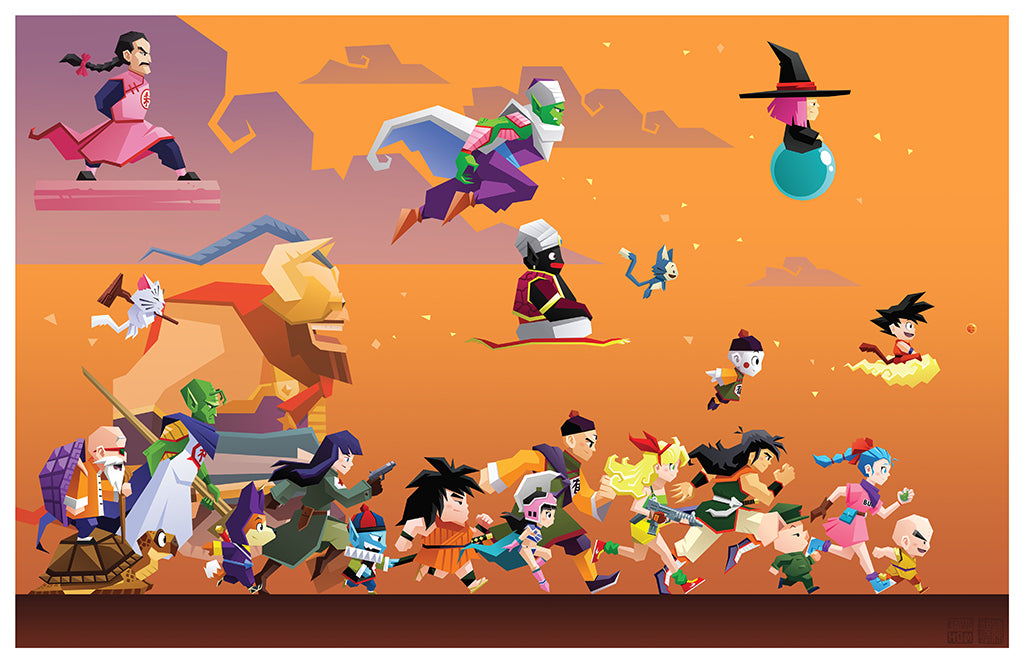 Kevan Hom - "Dragon Ball Race" Print - artwork featuring characters from Dragon Ball Z running together