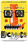 Matt Chases yellow Micmacs à tire-larigot poster features a 3-color screen print collage of mechanical and abstract elements forming a face, with stylized title and director credits, enhancing its bold, colorful limited edition design.