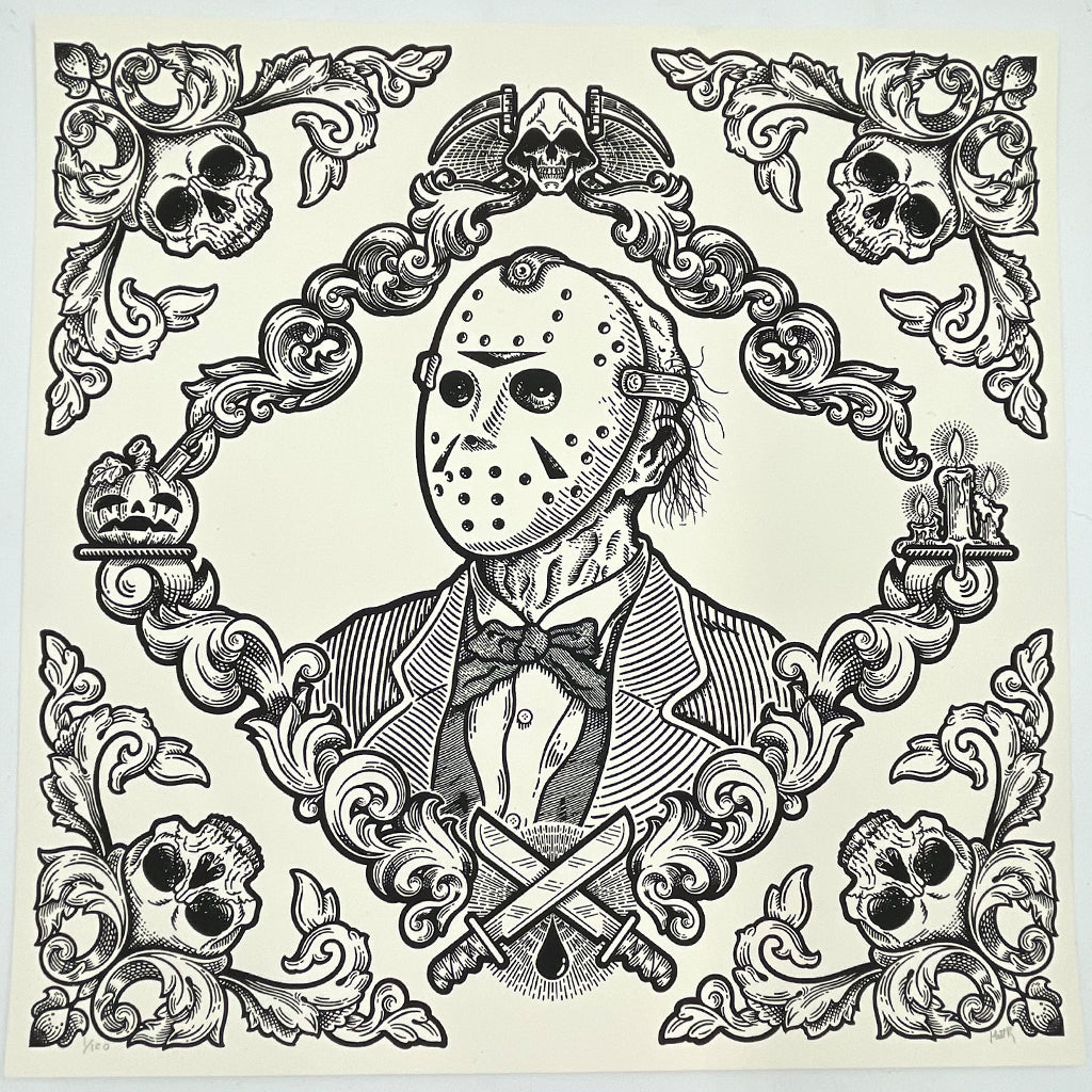 Matt Ritchie Friday the 13th Victorian inspired horror screen print