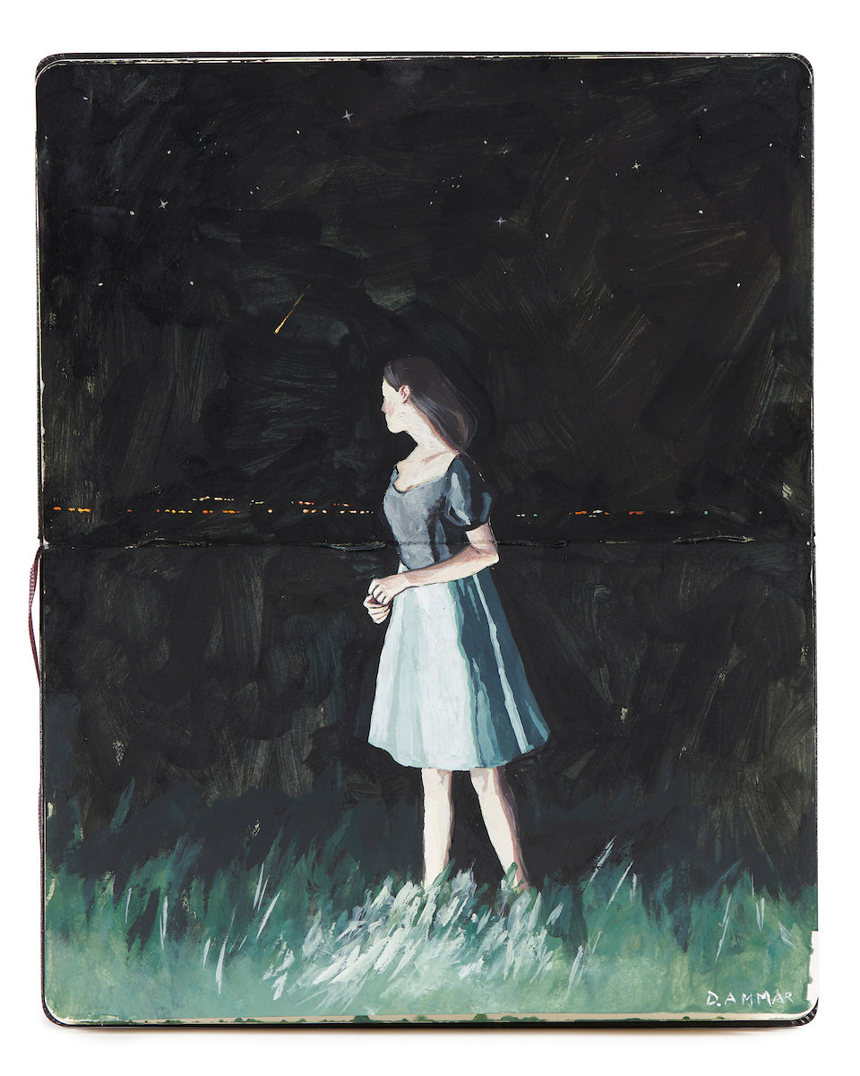 Daliah Ammar Falling Star gouache Moleskine painting