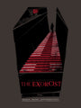 David Moscatis stylized screen print for The Exorcist showcases a dark staircase with ominous red steps. A silhouette stands atop, and details for the Castro Theatre in San Francisco appear below against a brooding deep gray background.
