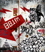 Graffiti art with red lightning bolts, a 88.1 FM radio dial, and a tribal mask is custom framed to enhance its urban edge. In Jessica Hesss style, it features skull clusters among tags and scribbles adding expression layers.