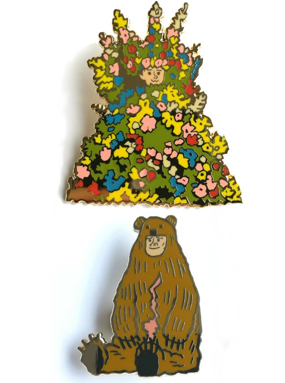 Scott C. - "The Flower Outfit & Bear Outfit" Enamel Pin Set - Spoke Art