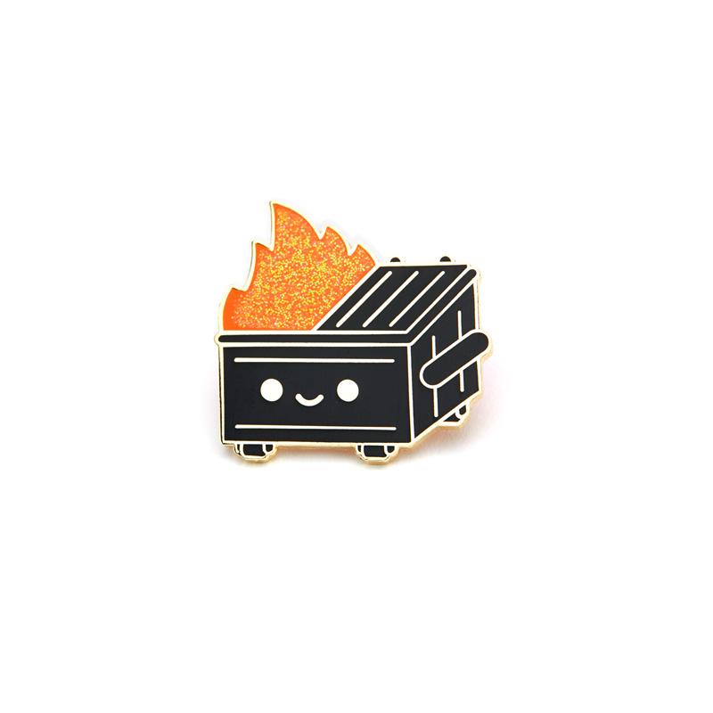 100% Soft - "Dumpster Fire Black & Gold" Enamel Pin - Spoke Art