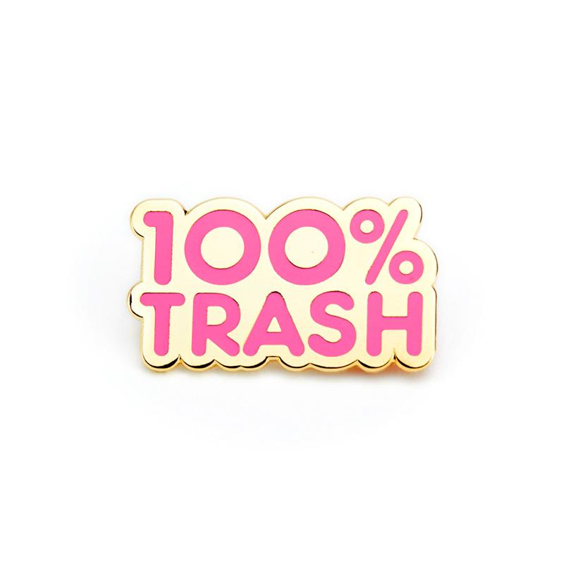 100% Soft - "100% Trash (Pink)" Enamel Pin - Spoke Art