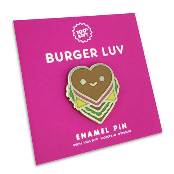 100% Soft - "Burger Luv" Enamel Pin - Spoke Art