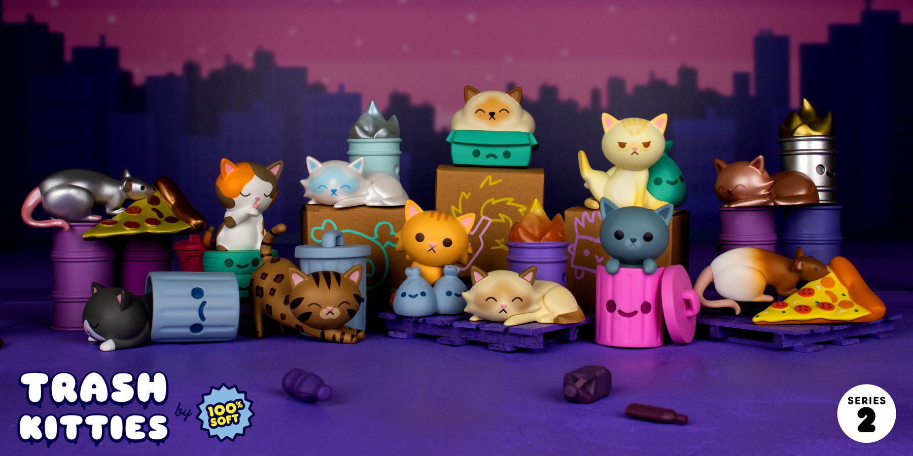 100% Soft - "Trash Kitties" Vinyl Blind Box - Spoke Art