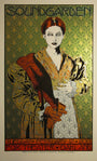 Chuck Sperrys art nouveau-inspired poster for Soundgardens February 12, 2013, concert at Oaklands Fox Theater showcases a vintage-clad woman against a patterned backdrop with metallic highlights, echoing his renowned retrospective prints.