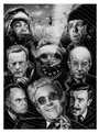 The illustration by Sam Gilbey features eight men near a bombs altitude dial, with a smiling central figure in glasses contrasting the various military and civilian expressions. A plane looms in the background, capturing a doomsday gap in fine art giclee style.