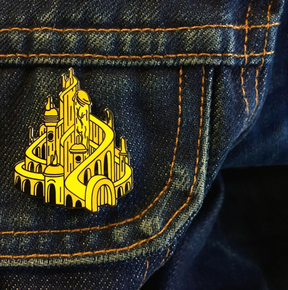 Phallic Castle Enamel Pin by Alex Pardee - Spoke Art