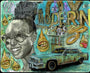 A vibrant collage by Serge Gay Jr. combines a smiling woman in sunglasses, a vintage car, and whimsical elements like eyes and teeth. MODERN stands boldly in the background, merging realism with surrealism through eclectic acrylic art in a kaleidoscope of color.