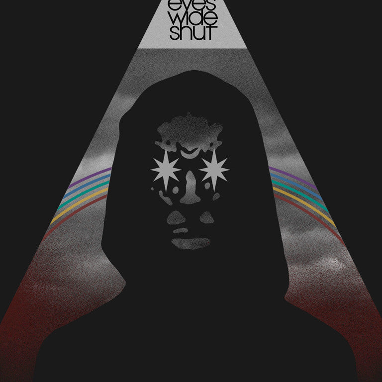 A striking Sam Smith poster for Eyes Wide Shut at Castro Theatre shows a black-and-white hooded silhouette with star-shaped eyes, set against a dark triangle and rainbow arches. Additional text below provides event details.