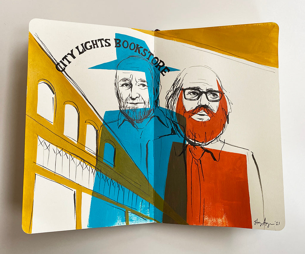 Stacey Aoyama City Lights acrylic and ink on Moleskine