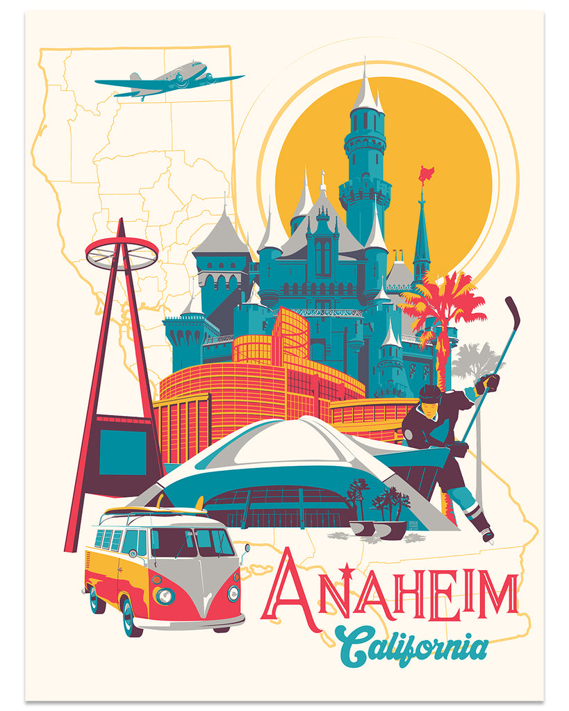 Steve Thomas - artwork comprised of landmarks around Anaheim California