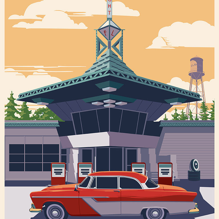 Steve Thomas - "Lindholm Oil Company Service Station" - Spoke Art