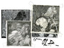 Monochrome illustration of three abstract panels depicting an elder with long hair. This captivating artwork, titled Growing Old, features dynamic patterns and textures, reflecting Barron Storeys signature style and is available for sale.