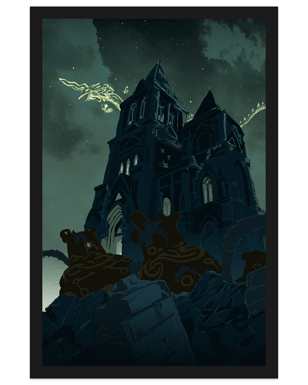 Tim Doyle - "Temple of Time (Glow-in-the-Dark)" print - Spoke Art