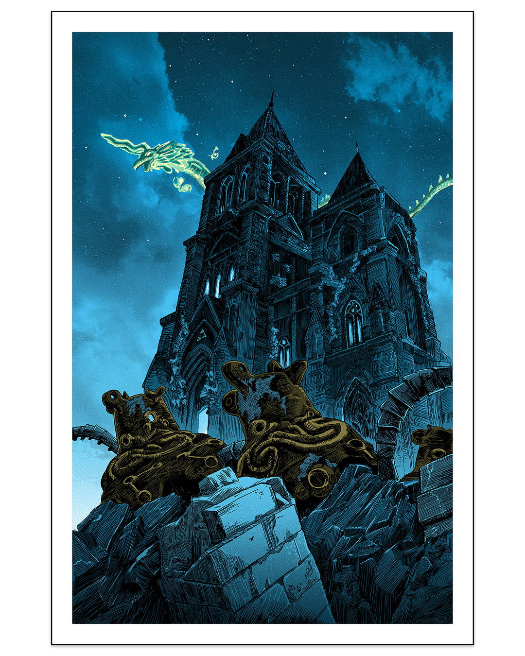 Tim Doyle - "Temple of Time (Glow-in-the-Dark)" print - Spoke Art