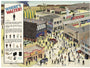 The scene features a busy street with people among shops and cars, and a large soda bottle statue on a building. A Wheres Walter? sign invites viewers to find items or people in the crowd, akin to a Max Dalton limited edition art print.